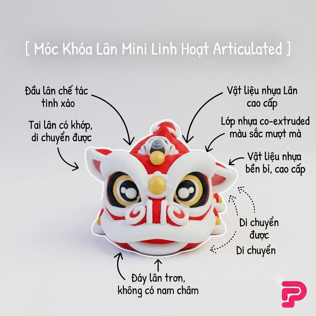 MÓC KHÓA LÂN MINI 3D CUTE – LẮC LƯ CỬ ĐỘNG ĐƯỢC 🧧✨